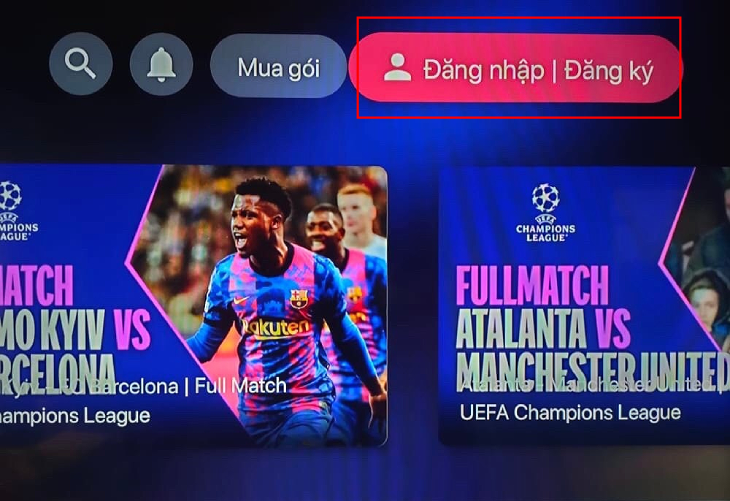 Vào tivi nhấn chọn đăng nhập