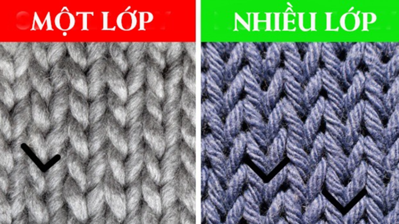 Áo len tốt thường có các lợi len to, tức là sợi len to đó được tạo từ 2 đến 3 sợi nhỏ. 