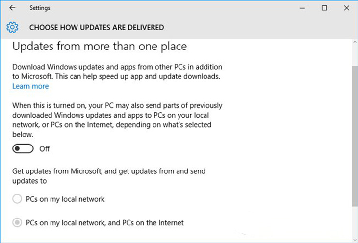  Chọn Windows Update settings hoặc Advanced Windows Update options. 