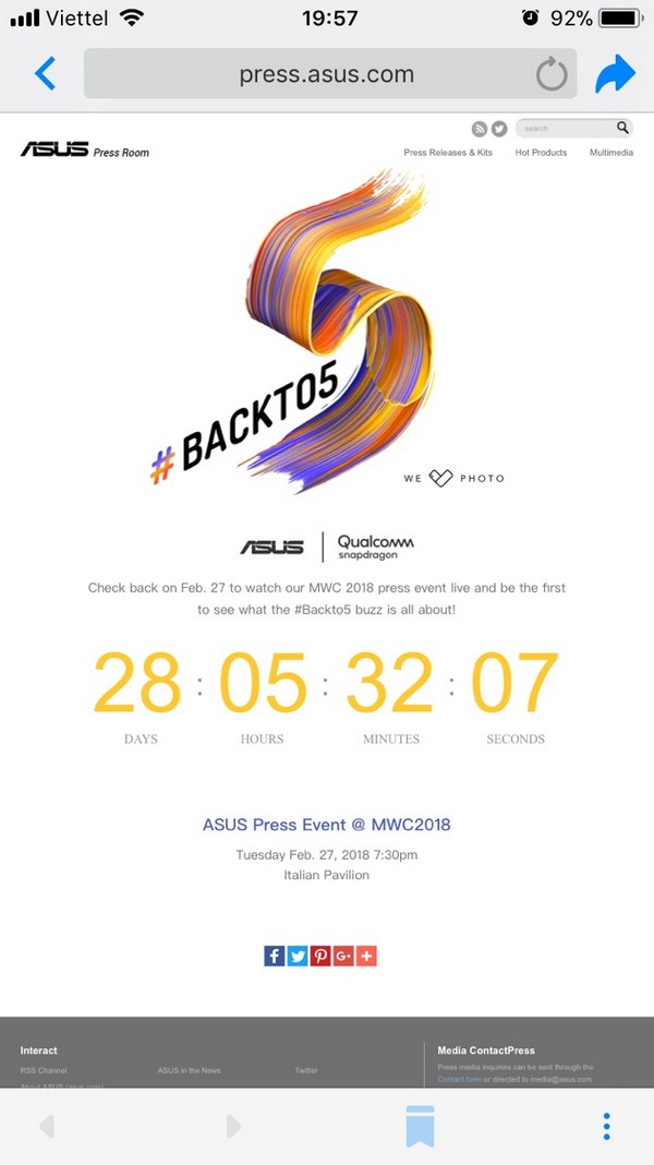 Asus gửi lời mời báo chí ra mắt ZenFone 5 tại MWC 2018 Asus gửi lời mời báo chí ra mắt ZenFone 5 tại MWC 2018