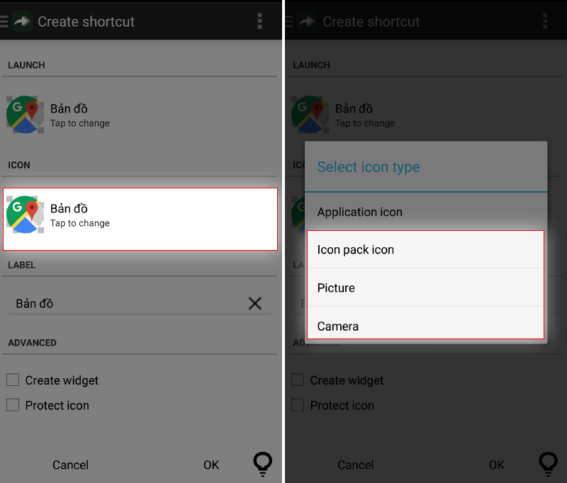 thay đổi icon android