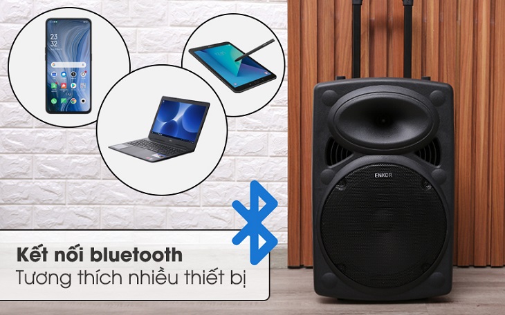 Loa Kéo Bluetooth Karaoke Enkor L1218K Đen 16W