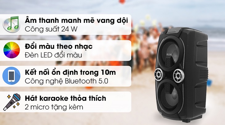 8 lý do bạn nên mua ngay chiếc loa kéo để thỏa sức hát karaoke trong ngày Tết > Loa Kéo Bluetooth Mozard L0629K Đen Xám 