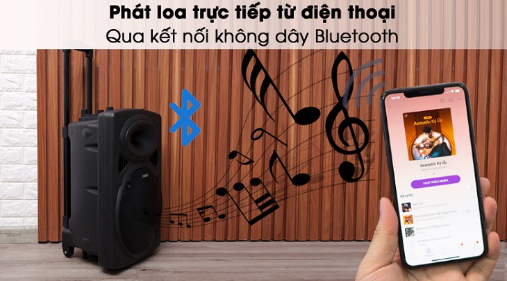 Loa Kéo Bluetooth Karaoke Enkor L1218K Đen 16W 