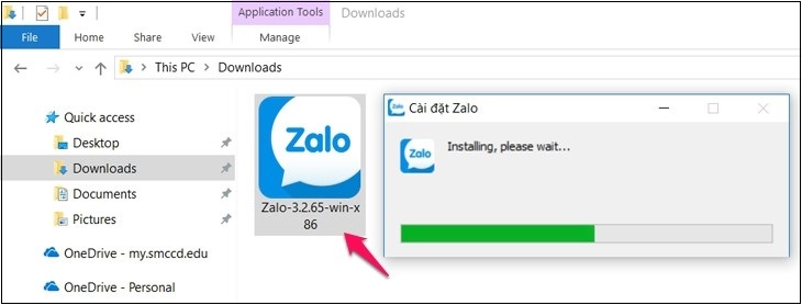 Zalo PC | Cách tải, cài đặt và đăng nhập Zalo trên máy tính > Bước 2: Sau khi tải xong, mở tập tin vừa tải về máy