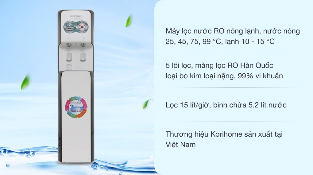Máy lọc nước RO nóng lạnh Korihome WPK-838 5 lõi 