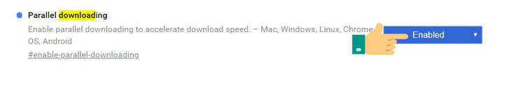 Chọn tiếp Enable ở Parallel Downloading.