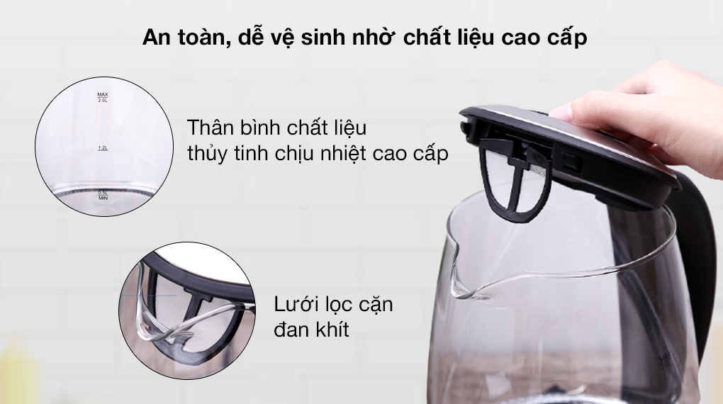 Yếu tố nào quyết định chất lượng bình đun siêu tốc? > Bình siêu tốc Hommy 2 lít HHB2018