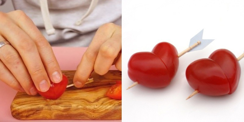 Xếp cà chua hình trái tim cho Valentine trong 1 phút
