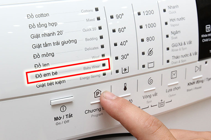 Lựa chọn chế độ giặt phù hợp