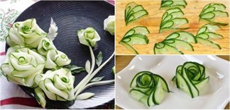 cách cắt dưa leo hình trái tim
