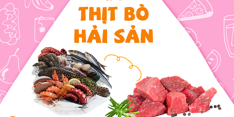 Bởi lượng phốt pho trong thịt bò sẽ phá hủy chất canxi trong hải sản, gây cản trở cho cơ thể bé trong việc hấp thu chất dinh dưỡng