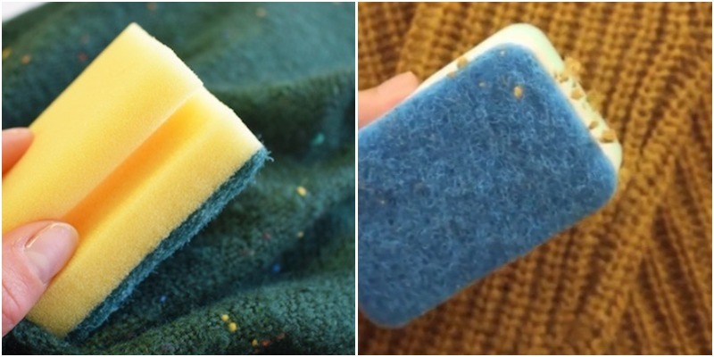 Use a loofah sponge to remove lint from sweater fabric
