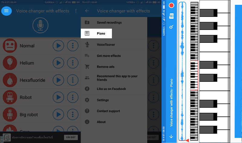 Voice changer with effects