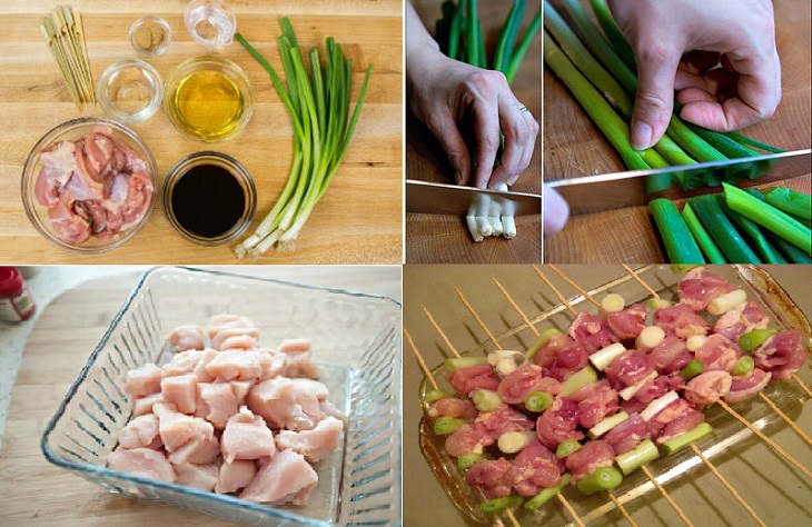 Bước 1 Sơ chế nguyên liệu Yakitori gà nướng xiên que Nhật Bản