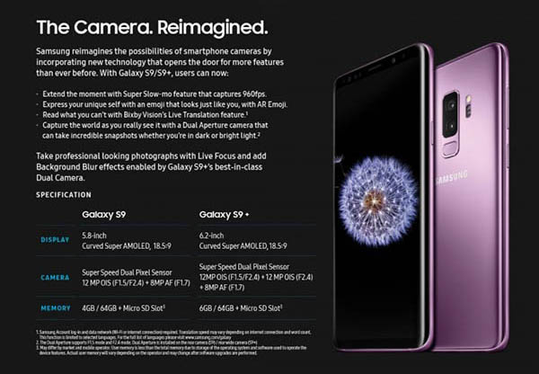 Camera Samsung Galaxy S9 Camera Samsung Galaxy S9