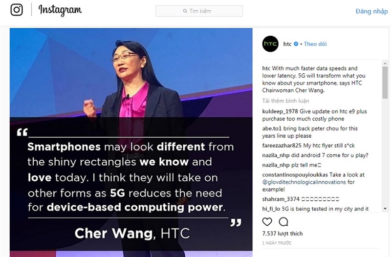 Đồng sáng lập kiêm CEO HTC: 5G sẽ làm thay đổi thiết kế smartphone