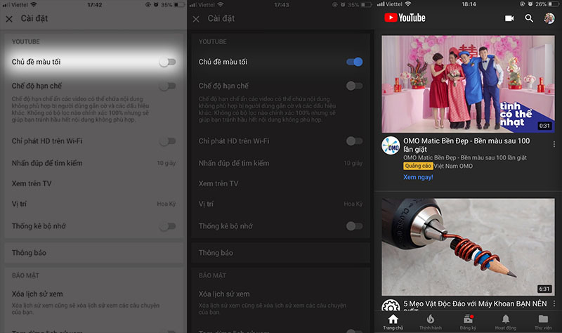 Dark mode YouTube là một tính năng giảm độ chói của màn hình, tạo sự thoải mái cho người dùng xem video trong nhiều giờ đồng hồ. Nếu bạn chưa được trải nghiệm tính năng này, hãy xem ngay hình ảnh để tìm hiểu thêm!