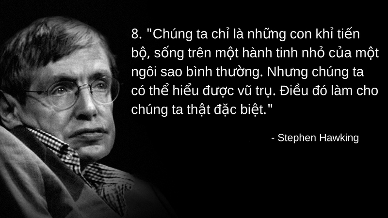 stephen hawking chung ta chi la nhung con khi tien bo song tren mot hanh tinh nho cua mot ngoi sao binh thuong nhưng chung ta co the hieu duoc vu tru dieu do lam chung ta that dac biet