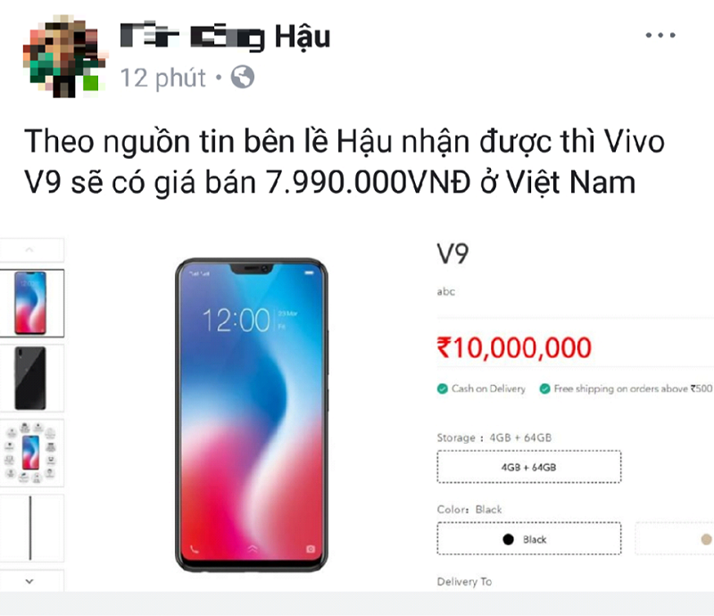 Vivo V9 lộ giá bán