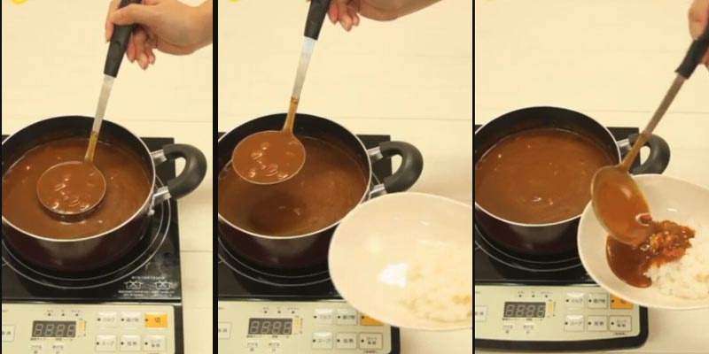 Steps to scoop soup without any spills