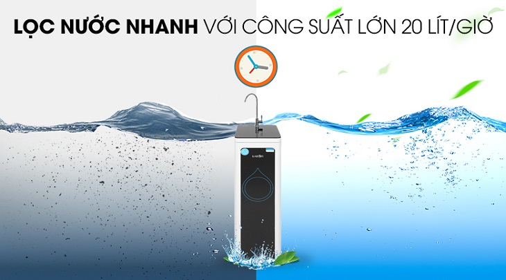 Hướng dẫn chọn mua máy lọc nước RO phù hợp với nhu cầu > Dung tích bình chứa nước, công suất lọc trong 1 giờ