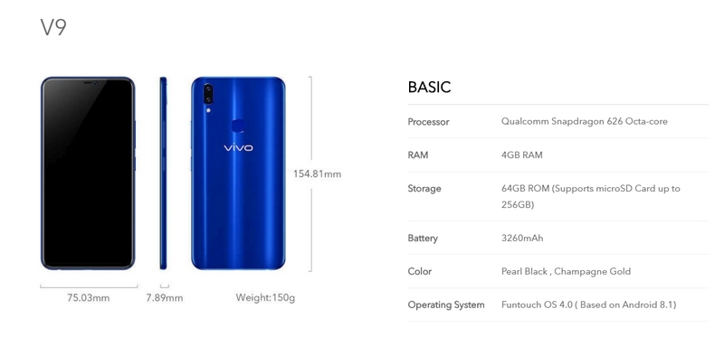 Vivo V9 xanh Sapphire xuất hiện đẹp mắt kèm giá bán chi tiết Vivo V9 xanh Sapphire xuất hiện đẹp mắt kèm giá bán chi tiết