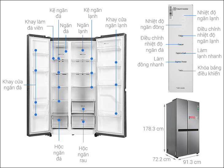 Tủ lạnh LG Inverter 649 Lít GR-B257JDS