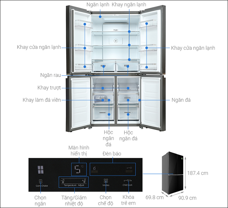 Tủ lạnh Whirlpool Inverter 594 Lít WFQ590NBGV