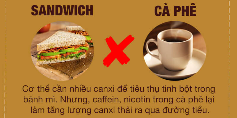 Cơ thể cần nhiều Canxi để tiêu thụ tinh bột trong bánh mì. Nhưng, Nicotin, Caffein trong cà phê lại làm tăng lượng Canxi thải ra qua đường tiểu