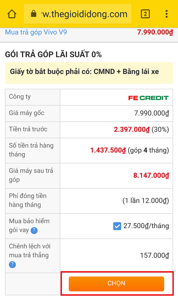Mua trả góp 0%