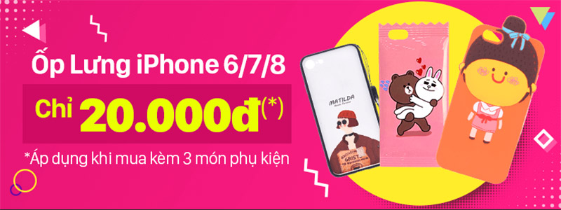 Mua 3 phụ kiện trở lên được mua thêm ốp lưng iPhone giá 20K Mua 3 phụ kiện trở lên được mua thêm ốp lưng iPhone giá 20K