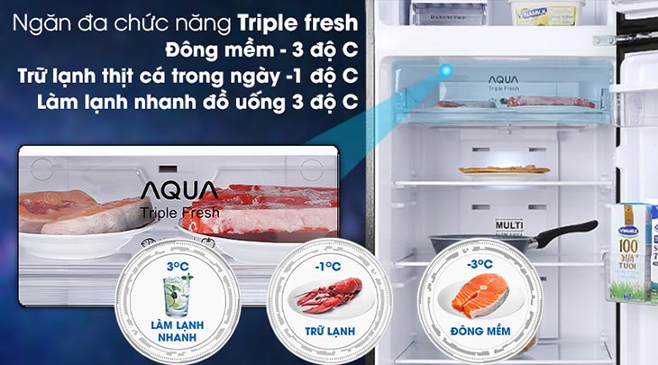 Tủ lạnh Aqua có ngăn đa năng Triple Fresh