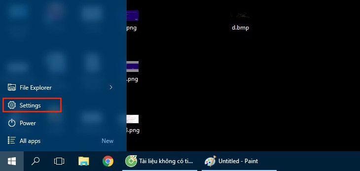 Nhấn Windows  Settings