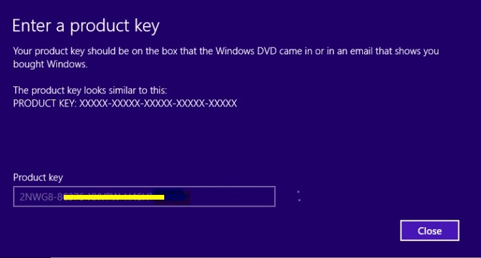 Enter a Product key