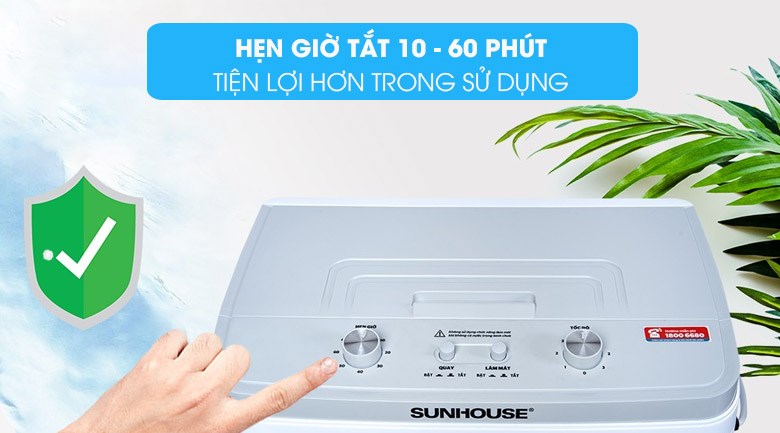 Tính năng hẹn giờ tắt trên quạt điều hòa Sunhouse