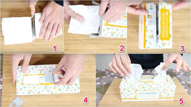Cách xếp khắn giấy để rút khăn giấy cả hai bên