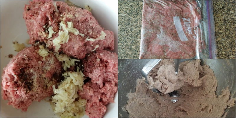 Grind and mix the meat for tender and delicious beef sausage