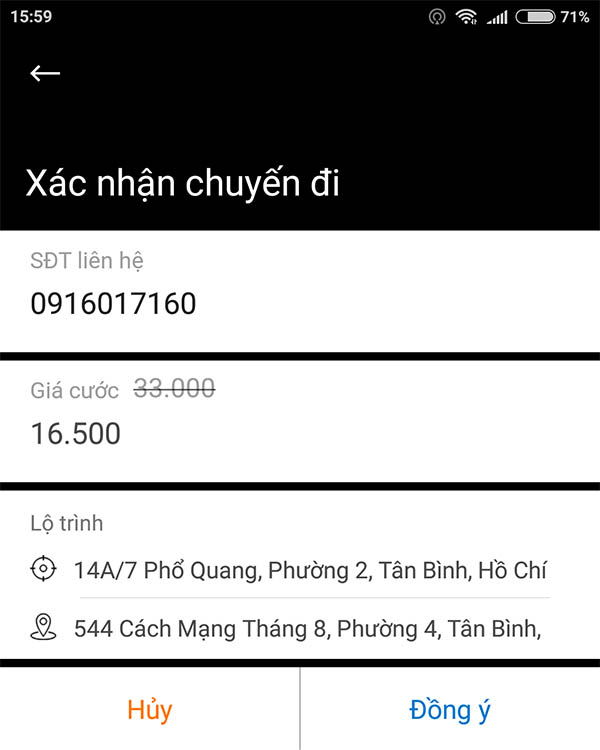 Xác nhận dịch vụ đã đặt