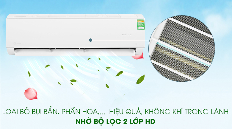 Máy lạnh trang bị bộ lọc bụi và tác nhân gây dị ứng 2 lớp HD