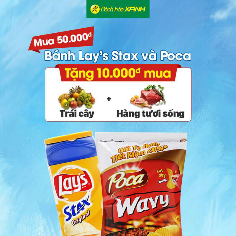 Mua 50.000đ bánh snack tặng 10.000đ mua thực phẩm tươi sống