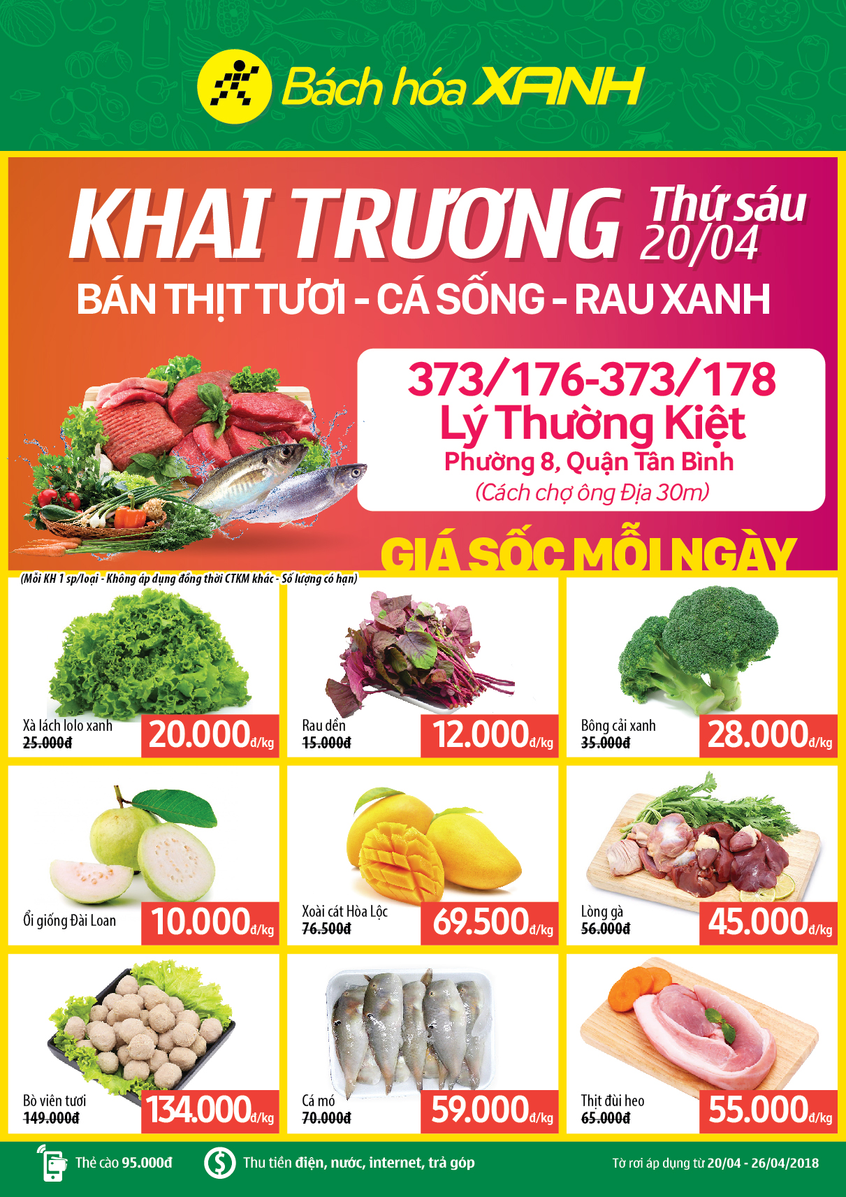Siêu thị Bách hoá XANH 373/176 Lý Thường Kiệt khai trương 20/04/2018