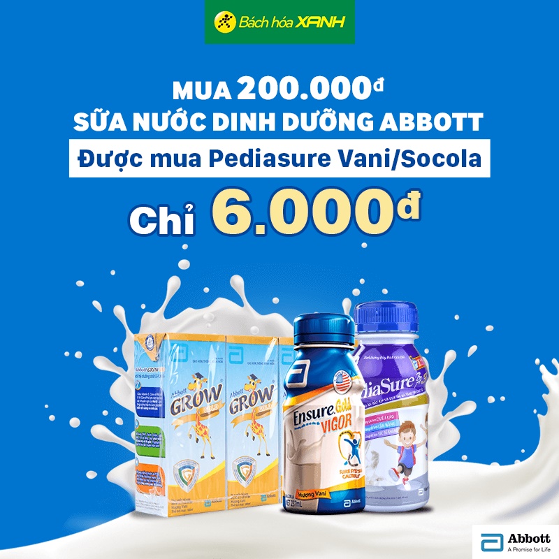 Mua 200.000đ sữa NDD Abbott được mua Pediasure 237ml chỉ 6.000đ