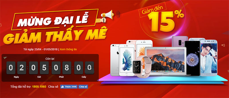 Mừng Đại lễ - Giảm thấy mê: Smartphone, laptop, tablet giảm đến 15% Mừng Đại lễ - Giảm thấy mê: Smartphone, laptop, tablet giảm đến 15%