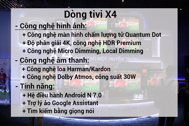 Thông tin kỹ thuật về dòng tivi X4 TCL 2018