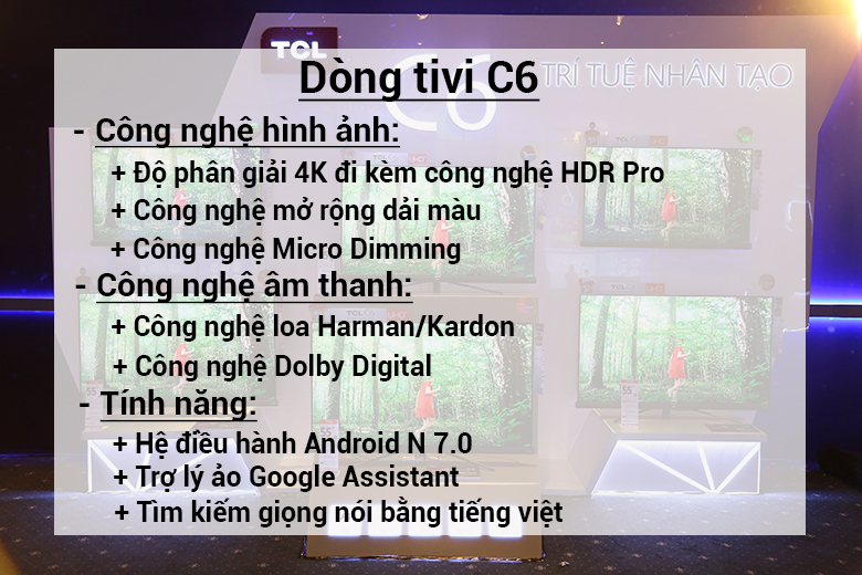 Thông số kỹ thuật tóm tắt dòng tivi TCL C6 2018