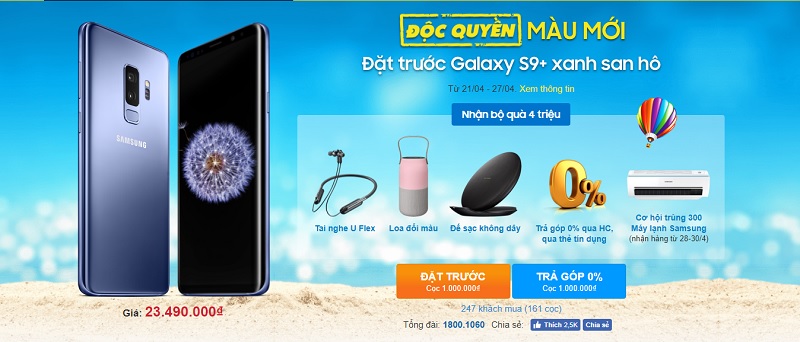 Galaxy S9+ Xanh san hô xuất hiện tại hồ bơi cùng girl xinh