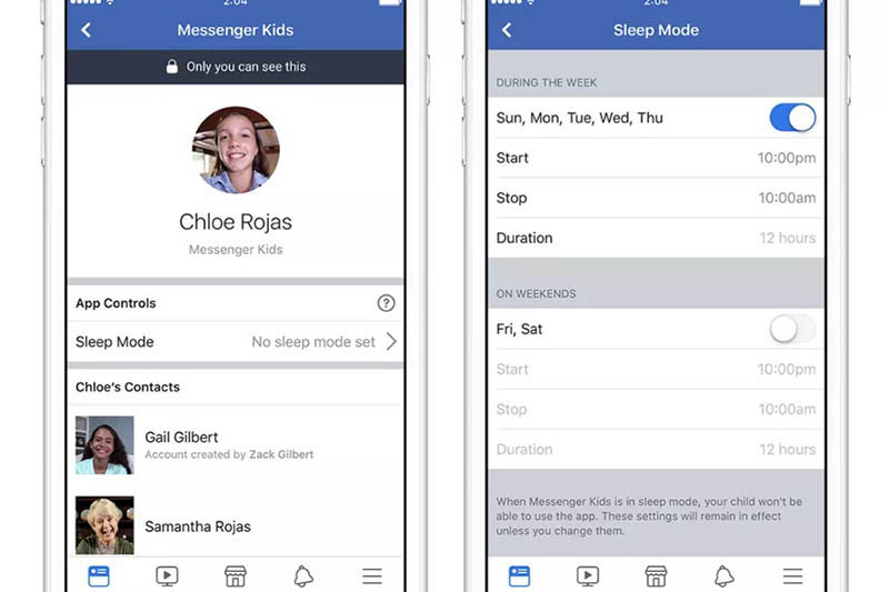Chế độ ngủ cho Messenger Kids