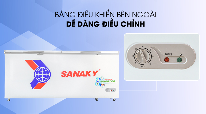 Tủ đông Sanaky Inverter 761 lít VH-8699HY3 có bảng điều khiển bên ngoài dễ dàng điều chỉnh
