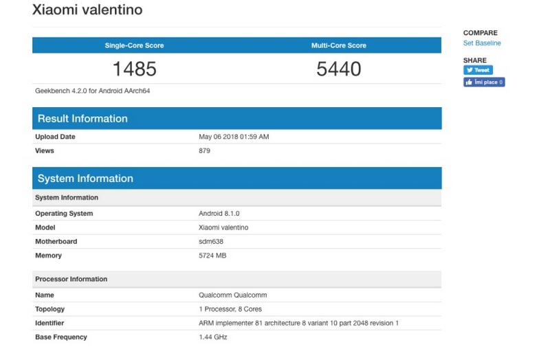 Xiaomi Mi 7 chip Snapdragon 835, Valentino chip Snapdragon 638 xuất hiện trên Geekbench